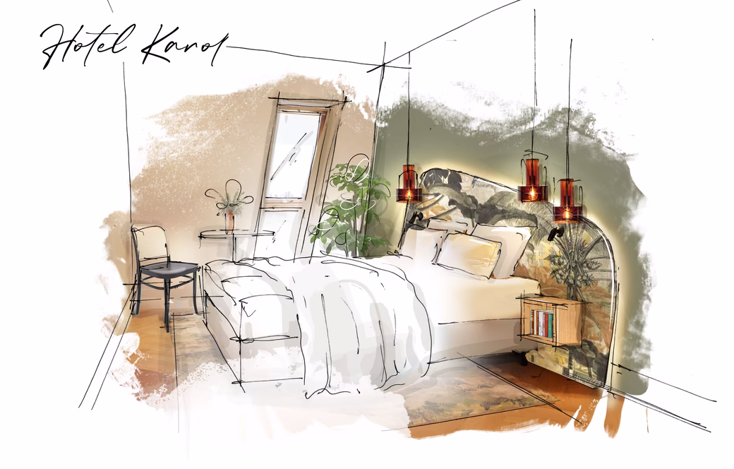 Skizze in Aquarelle Stil von einem Zimmer